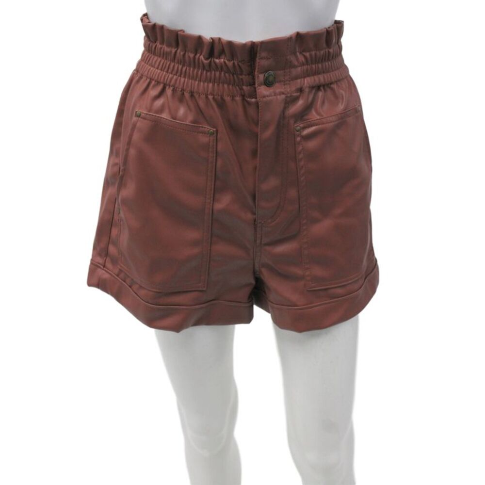 Zara Women Paperbag Shorts Brown Button Polyester Size 2